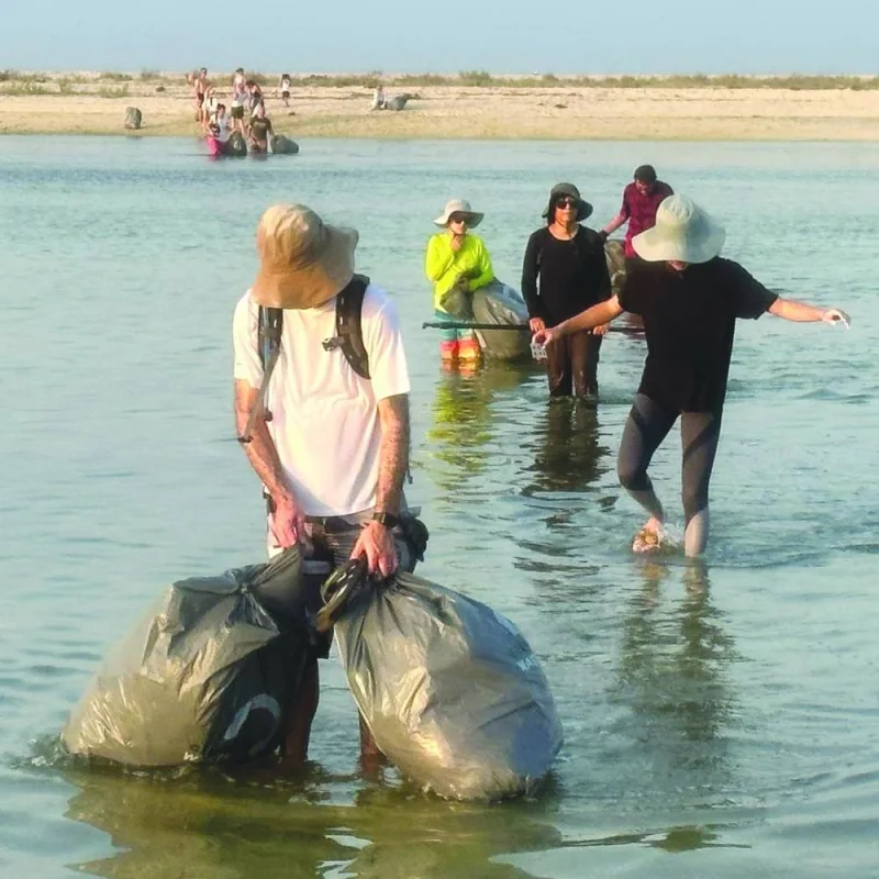 Volunteers of Deap Qatar at the recent beach cleanup drive at 405: Al Mafjar. The initiative removed 250kg of trash from the environment. PICTURES: Deap Qatar
