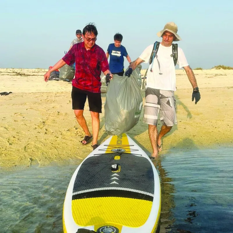 Volunteers of Deap Qatar at the recent beach cleanup drive at 405: Al Mafjar. The initiative removed 250kg of trash from the environment. PICTURES: Deap Qatar