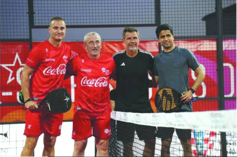 
Paris Saint-Germain President Nasser al-Khelaifi played padel and football exhibition matches with former footballers at the Youth Sports Games in Split, Croatia. 