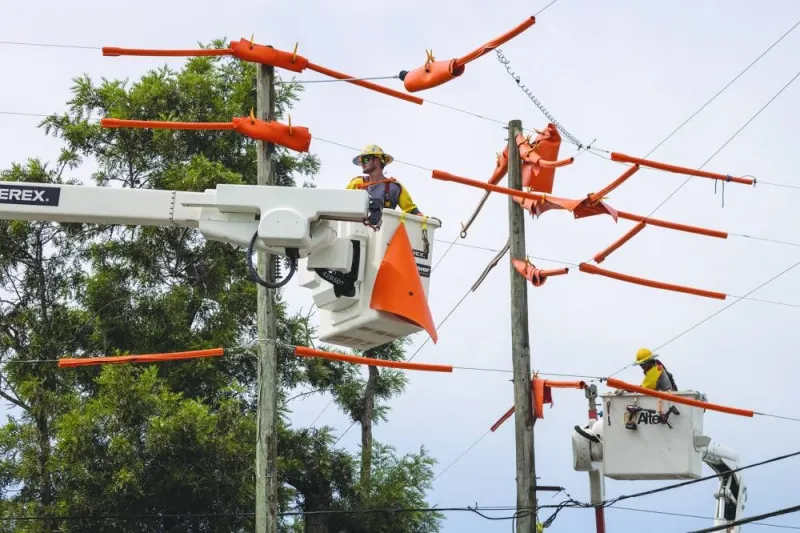 
Pike Electric workers fortify power lines in Clearwater, Florida. 