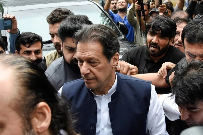 Pakistan's former Prime Minister Imran Khan, who is facing terrorism charges, appears in court to extend pre-arrest bail, in Islamabad, Pakistan August 25, 2022. REUTERS/Waseem Khan NO RESALES. NO ARCHIVES.