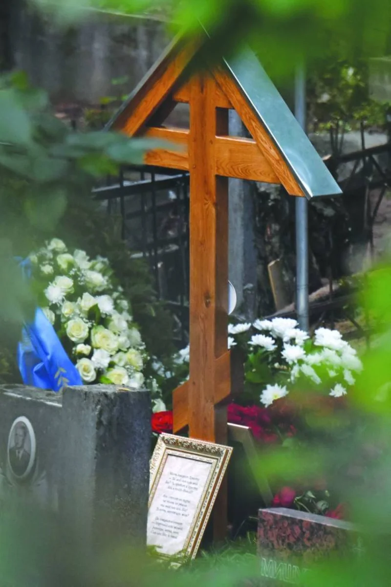
A view shows the grave of Prigozhin after his funeral at the Porokhovskoye cemetery in Saint Petersburg. (AFP) 