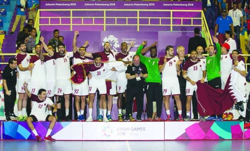 
Qatar defeated Bahrain 32–27 in the final to win gold in men’s handball at 2018 Asiad. 