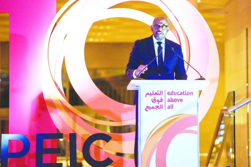 World renowned artist and Sustainable Development Goals Advocate Forest Whitaker addressing the PEIC anniversary event in Doha in a file picture.