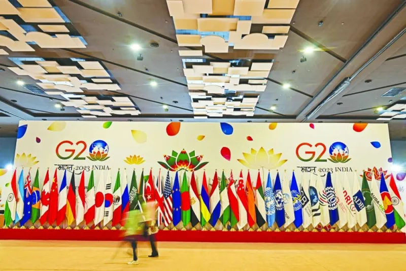 
Media representatives telecast from inside the International media centre of the G20 venue in New Delhi on Thursday. (AFP) 
