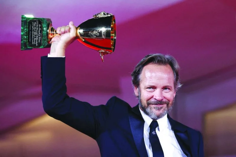 THE BEST: Actor Peter Sarsgaard poses with Coppa Volpi Award for Best Actor for the movie Memory. 