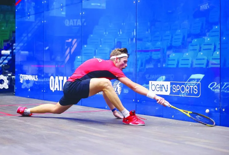 Scotland’s Greg Lobban stretches for a return against seventh seed Victor Crouin of France on Tuesday.