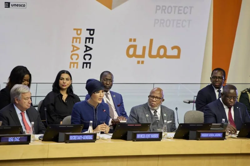 Her Highness Chairperson of Education Above All and UN Sustainable Development Goal Advocate Sheikha Moza bint Nasser spoke on Wednesday at a high-level event to mark the 4th observance of the International Day to Protect Education from Attack, at the United Nations Headquarters in New York City.
