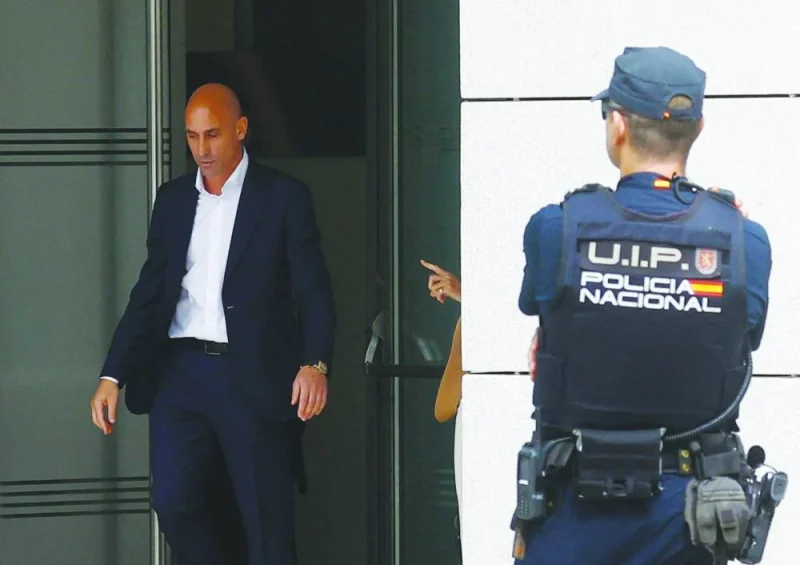 Former president of the Spanish football federation Luis Rubiales is pictured after leaving the high court in Madrid on Friday. (Reuters)