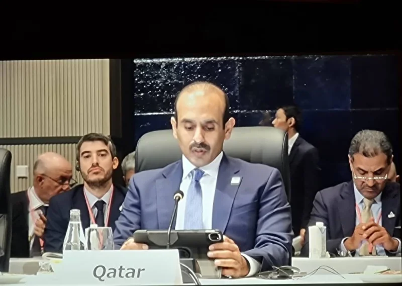 HE the Minister of State for Energy Affairs Saad Sherida al-Kaabi speaks at the Ministerial Plenary Meeting as part of Tokyo’s Green Transformation Week.