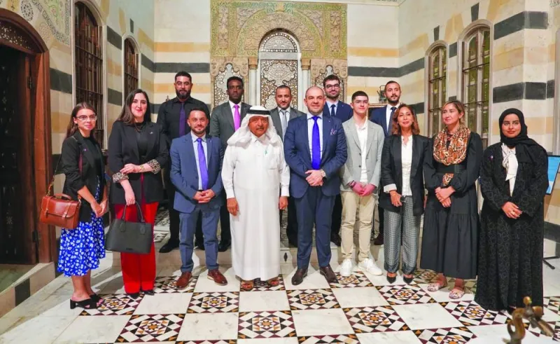 Delegation members with HE Sheikh Faisal bin Qassim  al-Thani.
