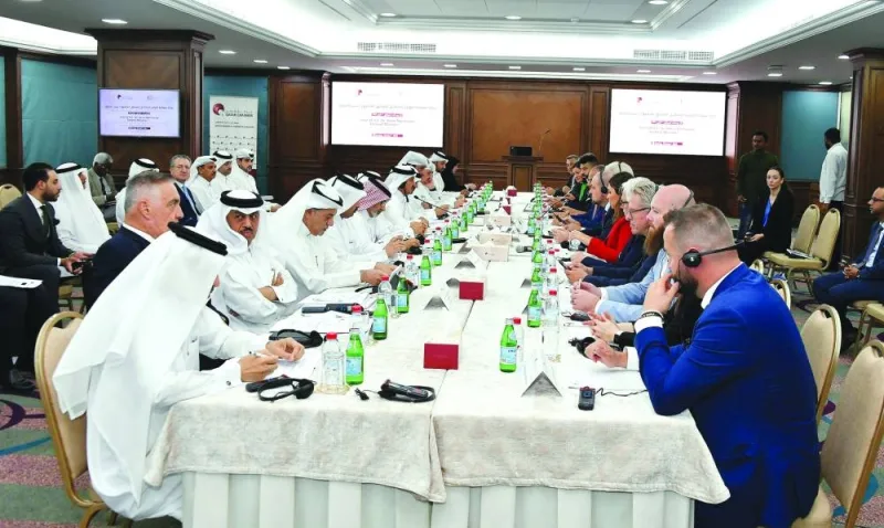 Officials of Qatar Chamber and the Ghorfa Arab-German Chamber of Commerce and Industry during a meeting at the chamber&#039;s Doha headquarters.