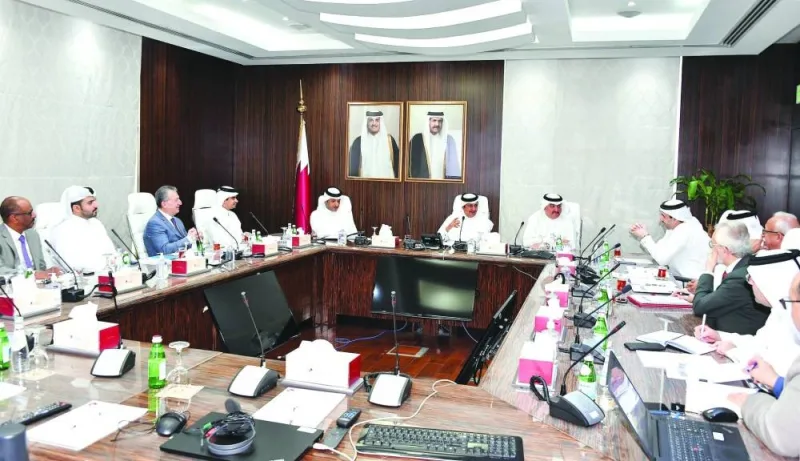 Qatar Chamber chairman Sheikh Khalifa bin Jassim al-Thani, who is also chairperson of the chamber&#039;s Insurance Committee, presiding over the meeting.
