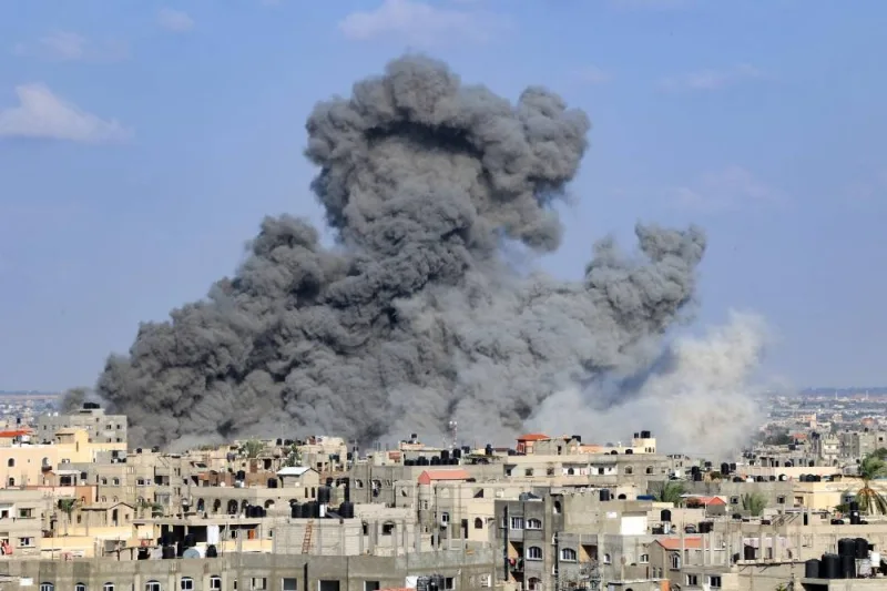 Smoke billows during an Israeli air strike in Rafah in the southern Gaza Strip Wednesday. AFP