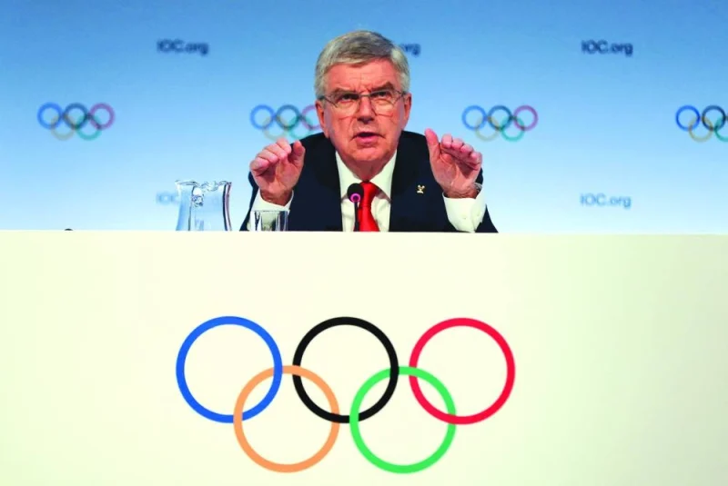 International Olympic Committee President Thomas Bach gestures as he speaks during a news conference, ahead of the 141st IOC Session in Mumbai on Friday. (Reuters)