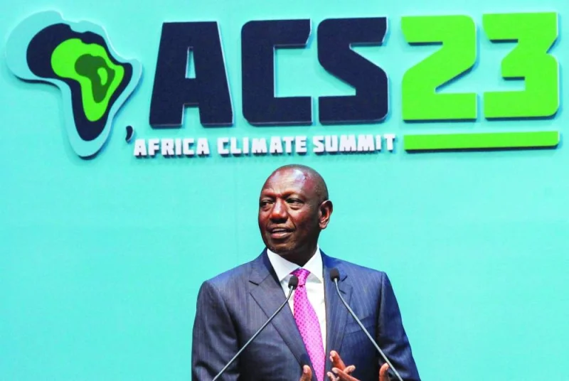 
(File photo)Kenya’s President William Ruto addresses delegates during the opening ceremony of the Africa Climate Summit (ACS) 2023 at the Kenyatta International Convention Centre (KICC) in Nairobi on September 4. 