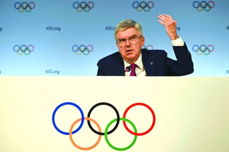 International Olympic Committee President Thomas Bach speaks during a press conference on the second day of the 141st IOC session in Mumbai on Monday. (AFP)