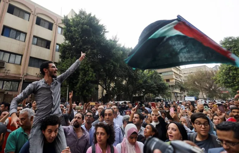 Egyptians demonstrate against Israel and the USA in support of Palestinians for those killed in a blast at Al-Ahli hospital in Gaza that Israeli and Palestinian officials blamed on each other, amid the ongoing conflict between Israel and Hamas, in Cairo, Egypt, Wednesday. REUTERS