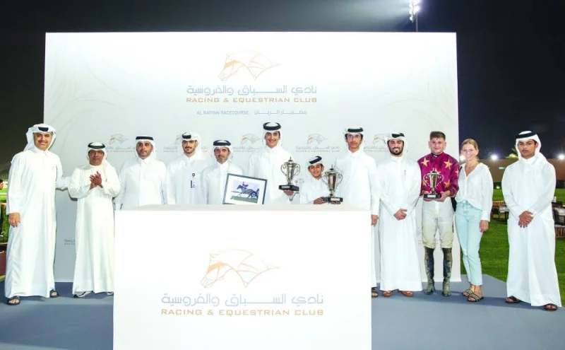 QREC Acting CEO Bader Mohamed al-Darwish presented the trophies to the connections of Keel Bay, which won the Al Ghariyah Cup at the Al Rayyan Racecourse on Wednesday.