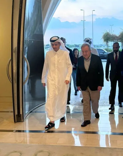 HE the Prime Minister and Minister of Foreign Affairs Sheikh Mohammed bin Abdulrahman bin Jassim Al-Thani receives on Saturday in Doha  the Secretary-General of the United Nations Antonio Guterres.