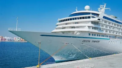 The luxury cruise ship, &#039;Crystal Symphony,&#039;  at Doha Port.