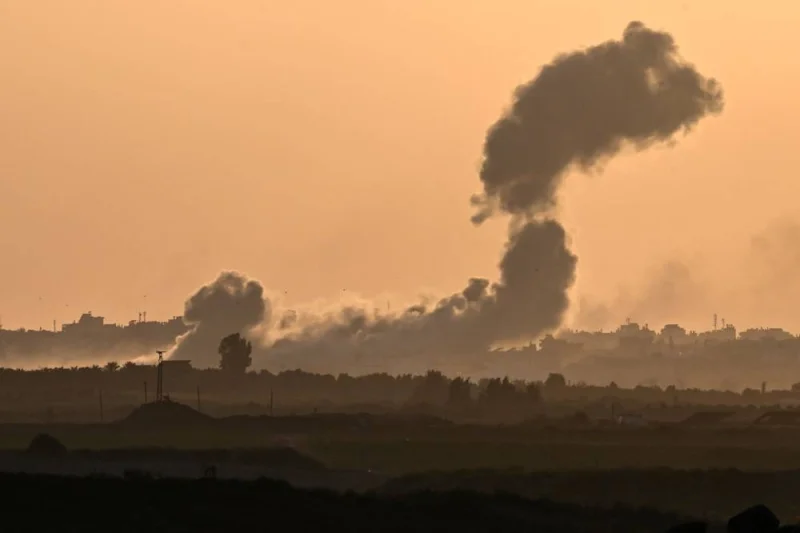 A picture taken from the Israeli side of the border with the Gaza Strip on Monday, shows smoke billowing during Israeli bombardment in the north of the Gaza Strip. AFP