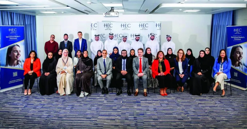 Participants of 2025 CHEC Paris in Qatar welcomes specialised Master’s Class of 2025lass of Specialised Master’s Degree in Strategic Business Unit Management and university officials.