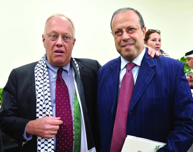 Chris Hedges with Gulf Times reporter Tawfik Lamari