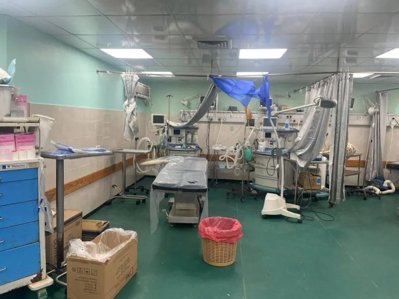 A makeshift operating theater area is seen inside Al Shifa hospital during the Israeli ground operation around the hospital on November 12. Ahmed El Mokhallalati/via REUTERS