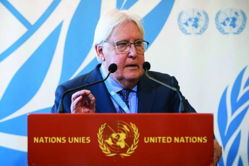
United Nations humanitarian chief Martin Griffiths speaks during a press conference on the situation in Gaza, at UN Building in Geneva, yesterday. 