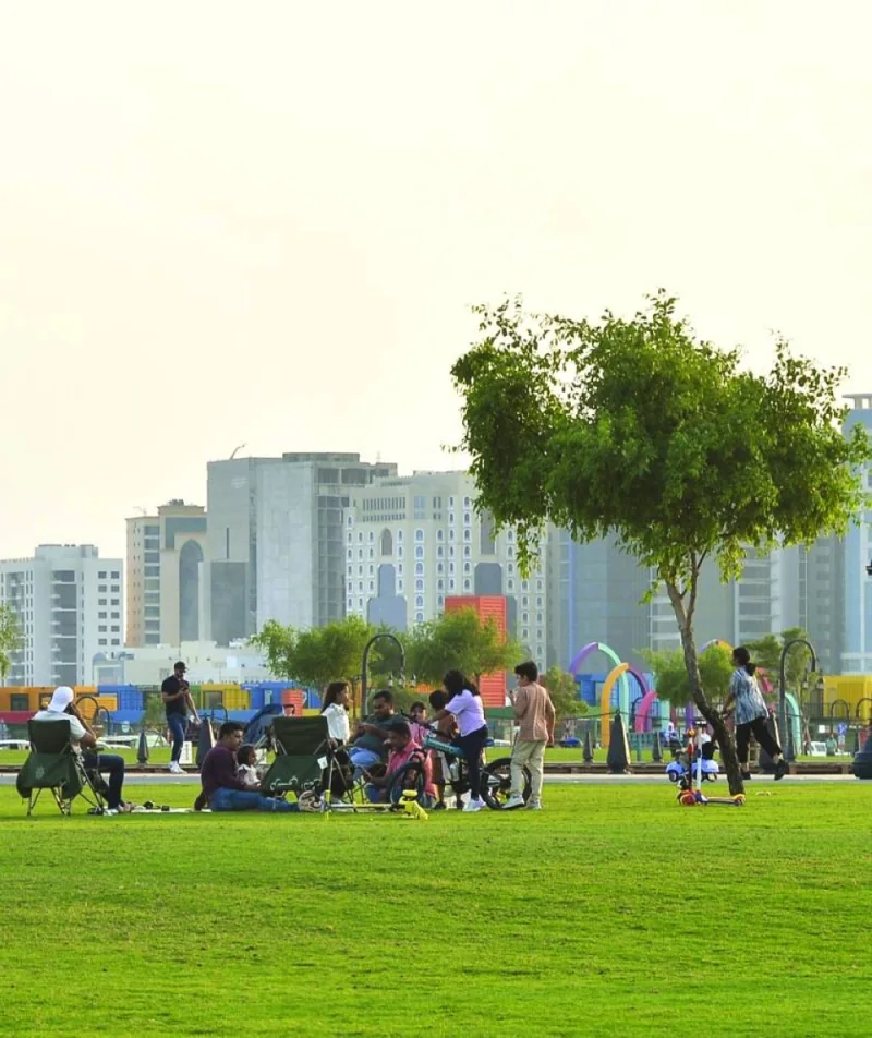 Picnickers enjoying the good weather at a green area of Old Doha Port Friday. PICTURE: Shaji Kayamkulam