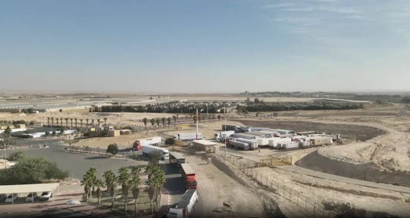 View of trucks carrying humanitarian aid at a location given as Rafah, entering Gaza, during a temporary truce between Israel and Hamas, in this screen grab taken from a handout video released Friday. Israel Defense Forces/Handout via REUTERS