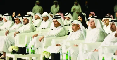 HE Prime Minister Sheikh Mohamed bin Abdulrahman bin Jassim al-Thani, along with other dignitaries at the launch of third financial sector strategy. PICTURE: Shaji Kayamkulam
