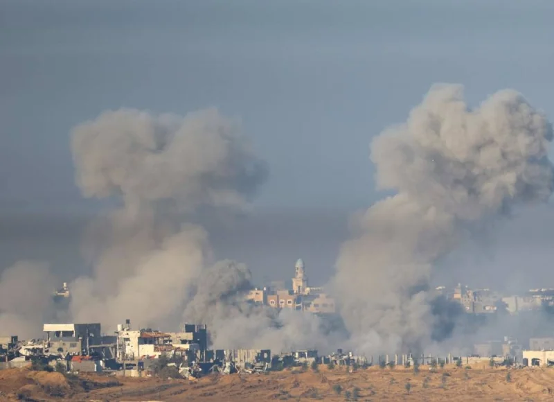 Smoke from an explosion rises in Gaza as seen from southern Israel, on Sunday. REUTERS