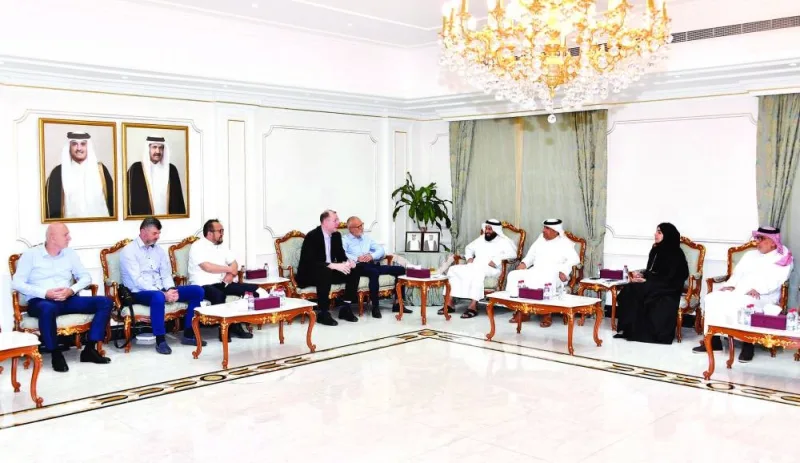 Officials of Qatar Chamber and Positiv during a meeting held recently in Doha.