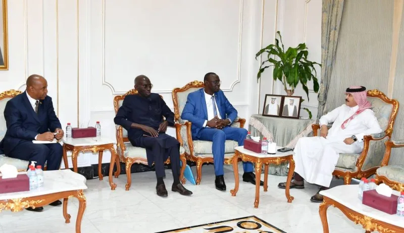 Qatar Chamber second vice-chairman Rashid bin Hamad al-Athba and Federation of Senegalese Chambers vice-president AbdulKader Anjay during a meeting in Doha yesterday.