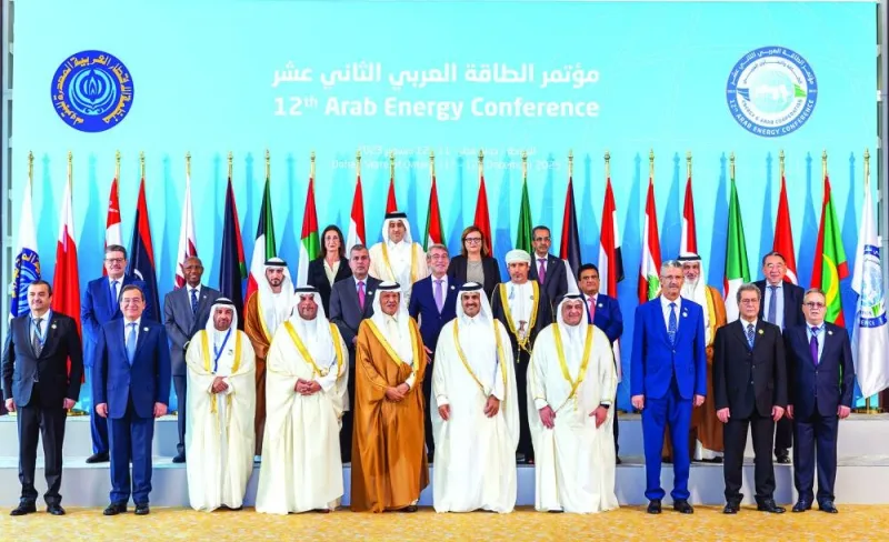 Ministers attending the 12th Arab Energy Conference, organised by the Organisation of Arab Petroleum Exporting Countries in Doha on Monday. HE the Minister of State for Energy Affairs Saad bin Sherida al-Kaabi delivered keynote address at the conference.