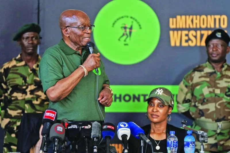 
Former South African president Jacob Zuma speaks about his political future at a press conference in Orlando East, Soweto, Johannesburg, South Africa. 