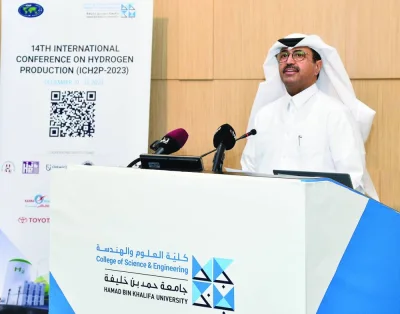 HE Dr Mohammed bin Saleh al-Sada speaking at the opening ceremony of the conference Tuesday. PICTURES: Shaji Kayamkulam.