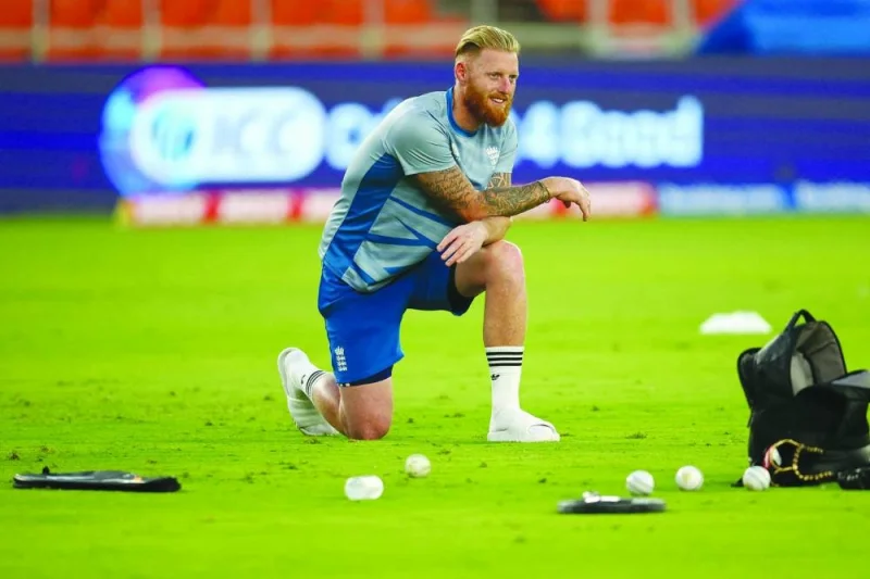 England’s Ben Stokes during practice in Ahmedabad, India, on Wednesday. (Reuters)