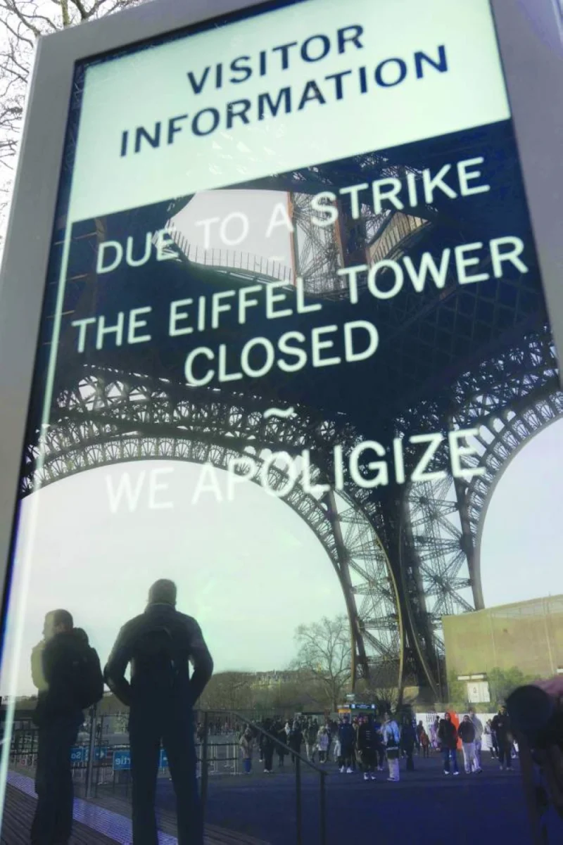 Eiffel Tower closed as staff go on strike Gulf Times
