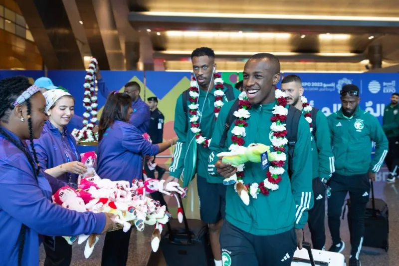 
Saudi Arabia’s players arrive at the Hamad International Airport. 