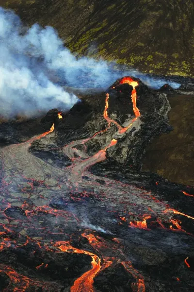 
Lava flows from a volcano in Reykjanes Peninsula. (Reuters) 