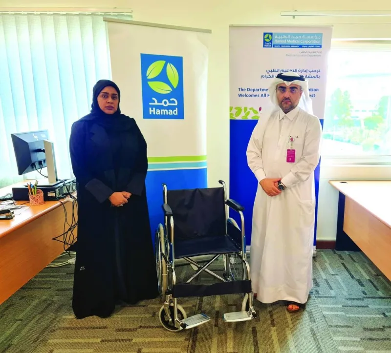 Abdulrahman al-Hajri, director of the Local Programmes and Community Department at Qatar Charity, and Balqees al-Khazraji, director of the Health Professions Awareness and Volunteering Programme at Hamad Medical Corporation.