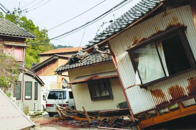 
Badly damaged house in the city of Wajima. 