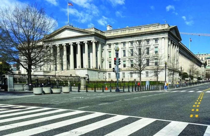 
The US Treasury Department building in Washington. US Treasury yields rose sharply, joining a global bond selloff as traders pared bets on deep interest-rate cuts from major central banks this year. 