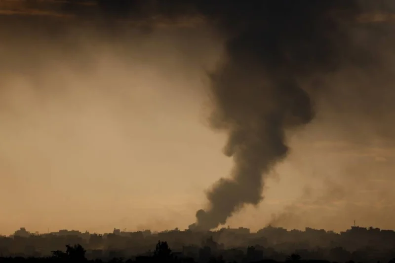 Smoke rises in north Gaz, as seen from Israel, on Tuesday. REUTERS