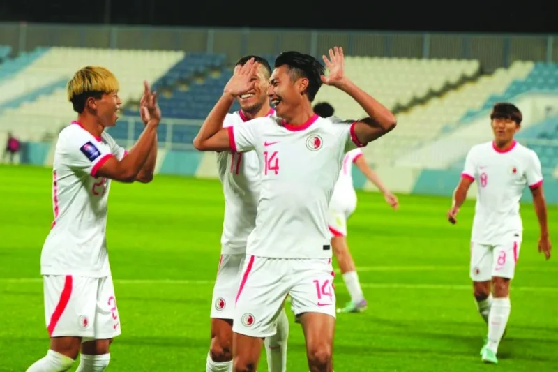 
Poon Pui Hin (centre) scored twice in Hong Kong’s first win over China in nearly 30 years. 