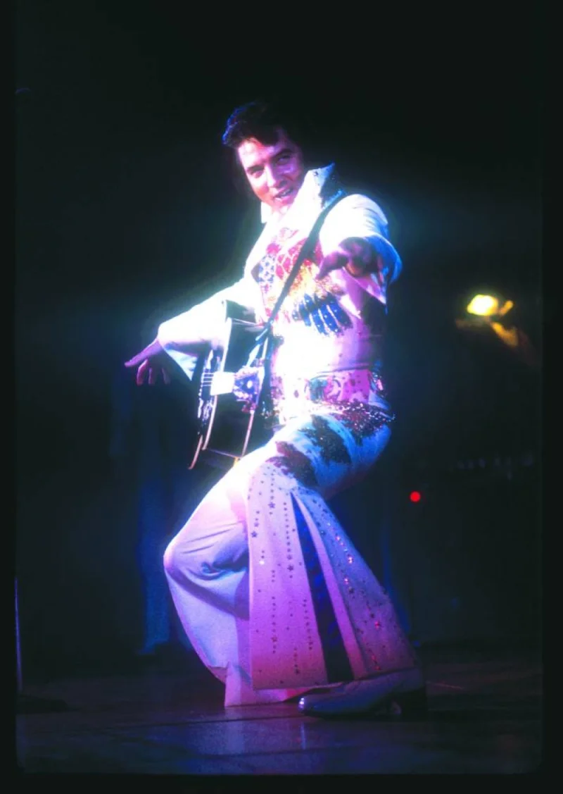 This handout image shows Elvis Presley performing in the 1970s.