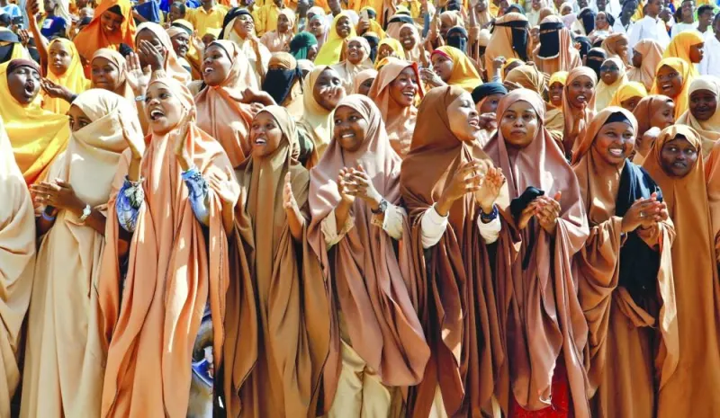 
This picture taken on Wednesday shows Somali women marching at the Yarisow stadium in Mogadishu against the Ethiopia-Somaliland port deal. 
